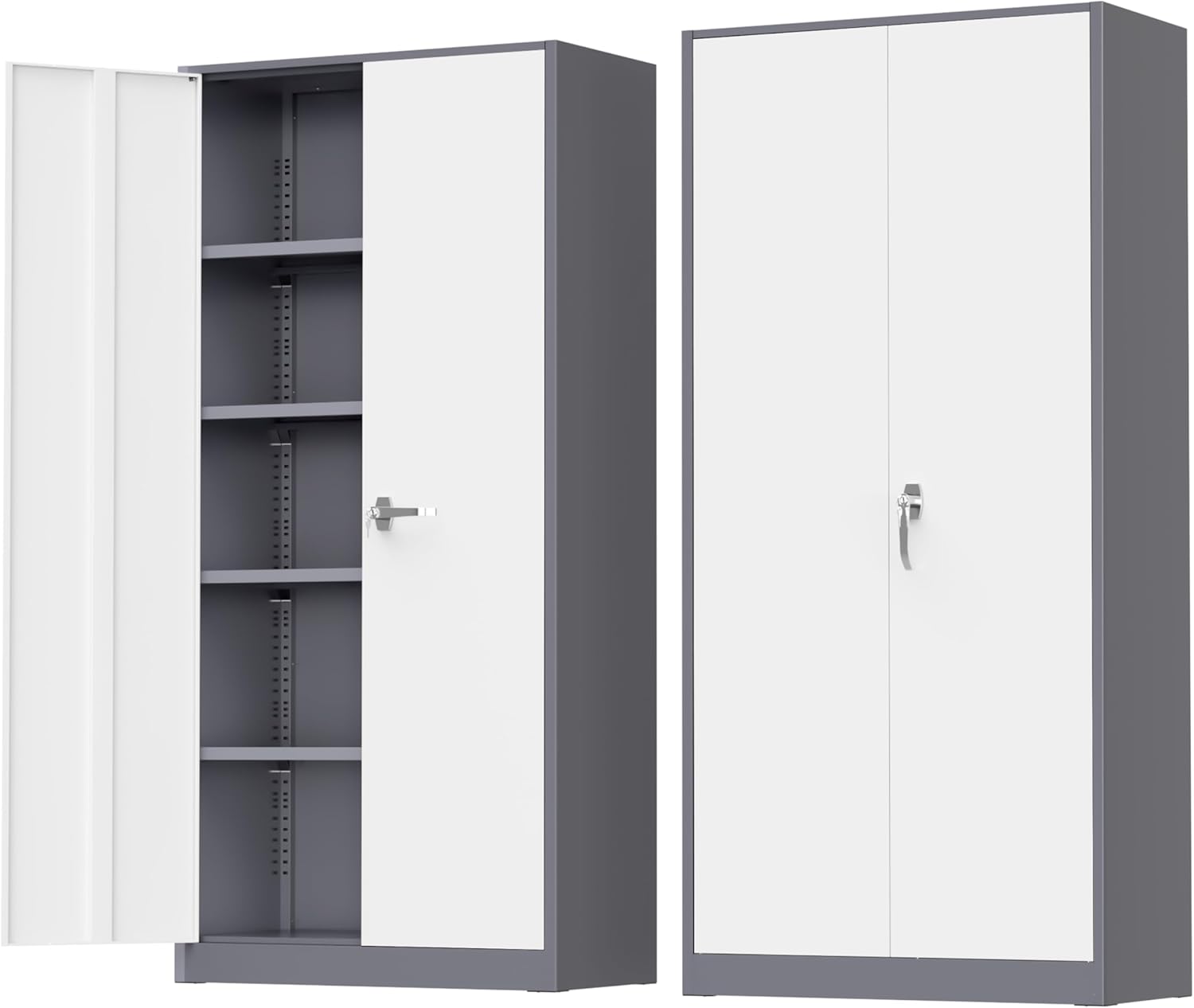 Greenvelly Metal Storage Cabinet, 72" Black Locking Metal Cabinet with 2 Doors and 4 Adjustable Shelves, Lockable Garage Storage Cabinets for Home Office, Garage, Kitchen, Living Room wourant