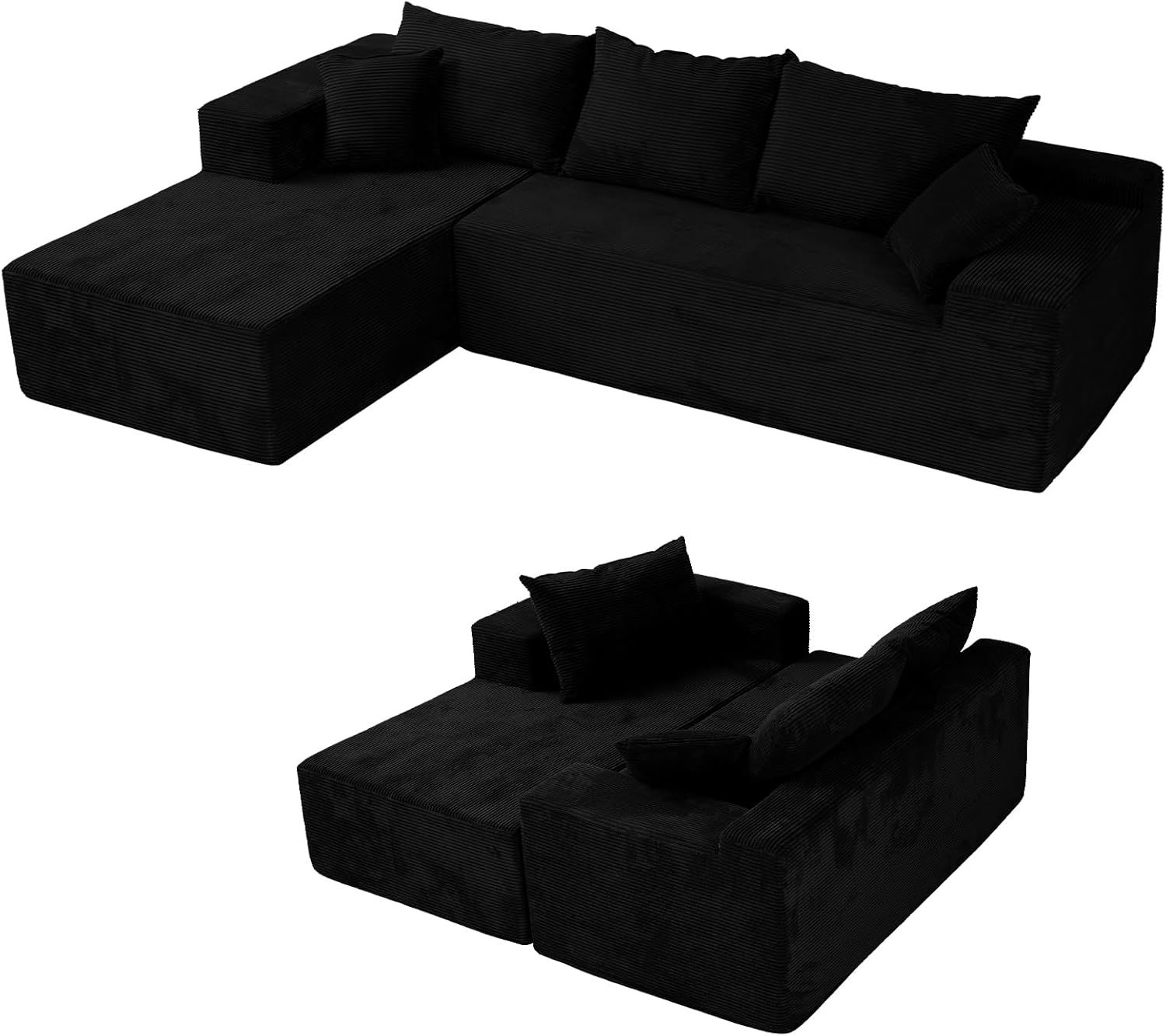 Cloud Sectional Couch with L-Shape Chaise,Modern Modular Sofa with Deep Seat, Upholstered Couches for Living Room Bedroom,No Assembly Required, Beige (Left Facing Chaise) wourant