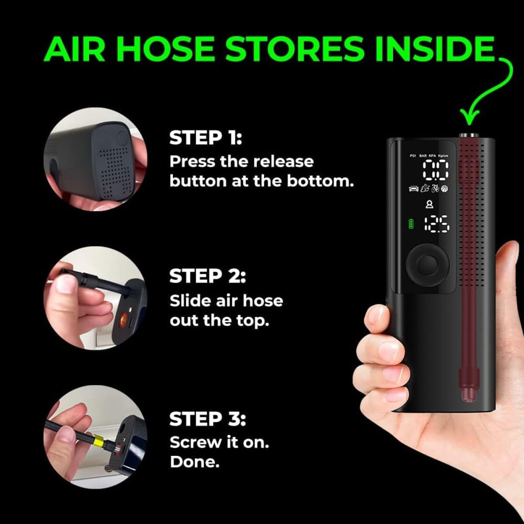 Airmoto Tire Inflator Portable Air Compressor Car Tire Air Pump with Digital Pressure Gauge, LED Light and Auto Shutoff wourant