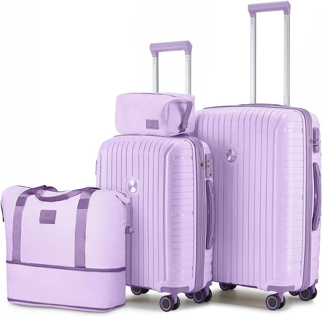 5-piece PP hardshell lightweight travel carry-on luggage set with dual spinner wheels and TSA lock wourant