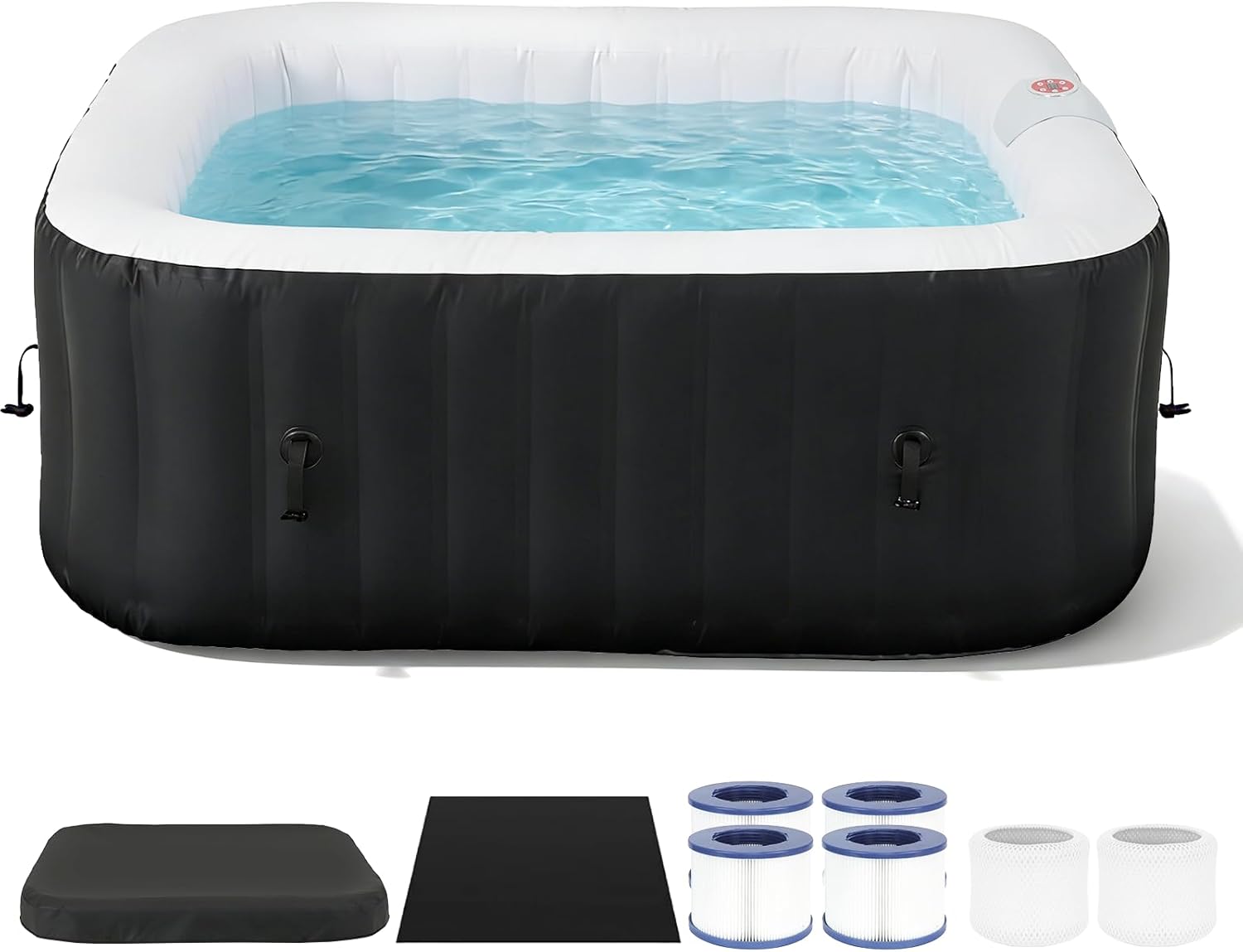 71" Inflatable Hot Tub 4 Person, Round Portable Outdoor Spa with 120 Soothing Air Jets wourant