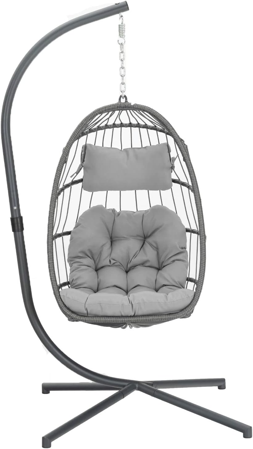 Yechen Indoor Outdoor Egg Hanging Chair Patio Wicker Swing Egg Chair Indoor Swinging Chair wourant