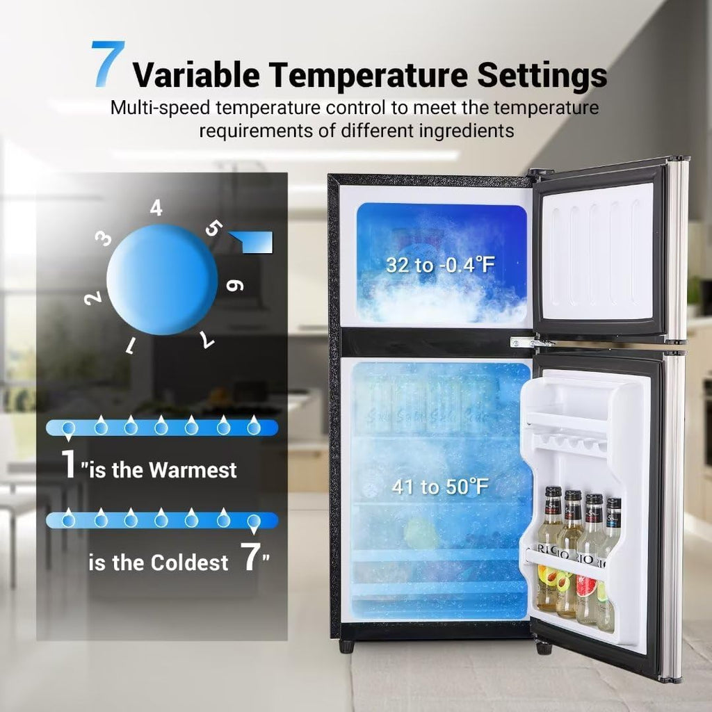 Apartment Size Refrigerator, 3.5 Cu.Ft Samll Refrigerator with Freezer Suitable for Home and Apartments, Freestanding wourant