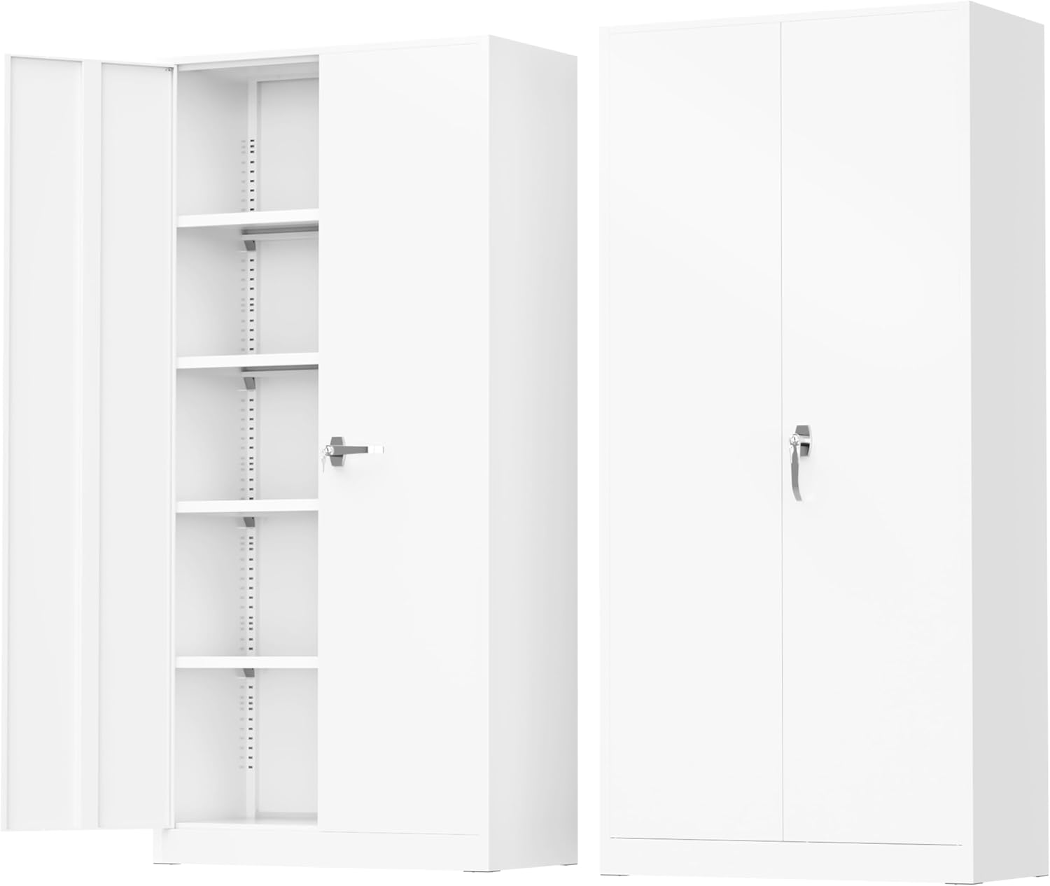 Greenvelly Metal Storage Cabinet, 72" Black Locking Metal Cabinet with 2 Doors and 4 Adjustable Shelves, Lockable Garage Storage Cabinets for Home Office, Garage, Kitchen, Living Room wourant