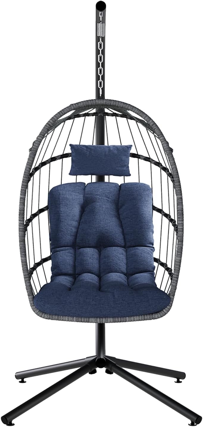 SWITTE Egg Chair Outdoor Indoor Wicker Hanging Egg Swing Chair 350lbs Capacity for Patio wourant