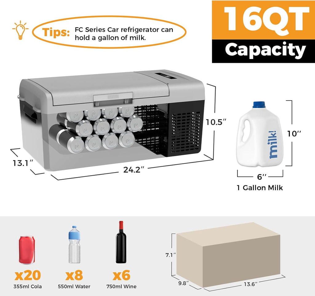12V Refrigerator 21 Quart Portable Freezer 50 Hours Keep Cool,Electric Cooler for Vehicles Car Refrigerator 12V Portable Fridge for Car Camping Truck Van RV SUV Road Trip Travel RF20 wourant
