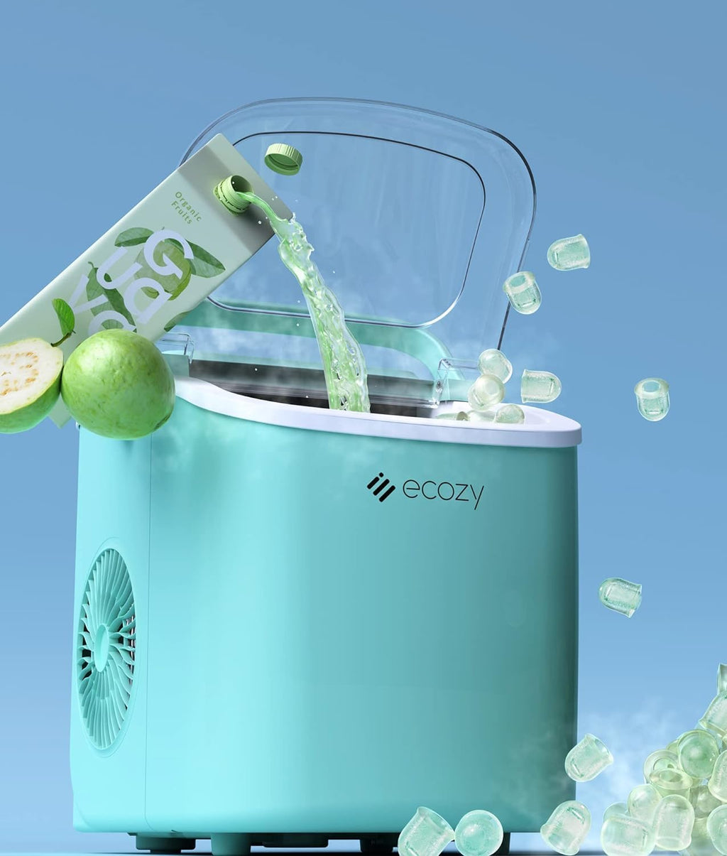 ecozy Portable Ice Maker Countertop, 9 Cubes Ready in 6 Mins, 26 lbs in 24 Hours, Self-Cleaning Machine wourant