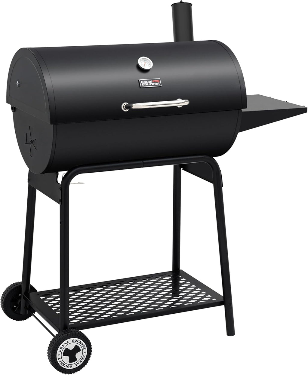 Royal Gourmet CC1830 30 Inch Barrel Charcoal Grill with Side Table, Outdoor BBQ Grill with 627 Sq. In. Cooking Space for Backyard, Patio and Parties, Black wourant