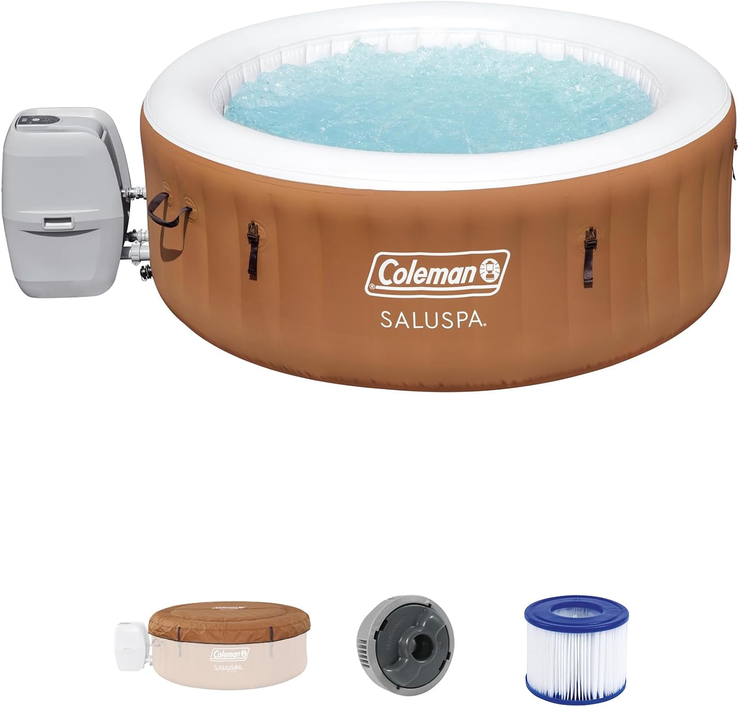 Coleman SaluSpa Miami AirJet 2 to 4 Person Round Inflatable Hot Tub Portable Outdoor Spa with 120 Soothing AirJets and Insulated Cover, Black wourant