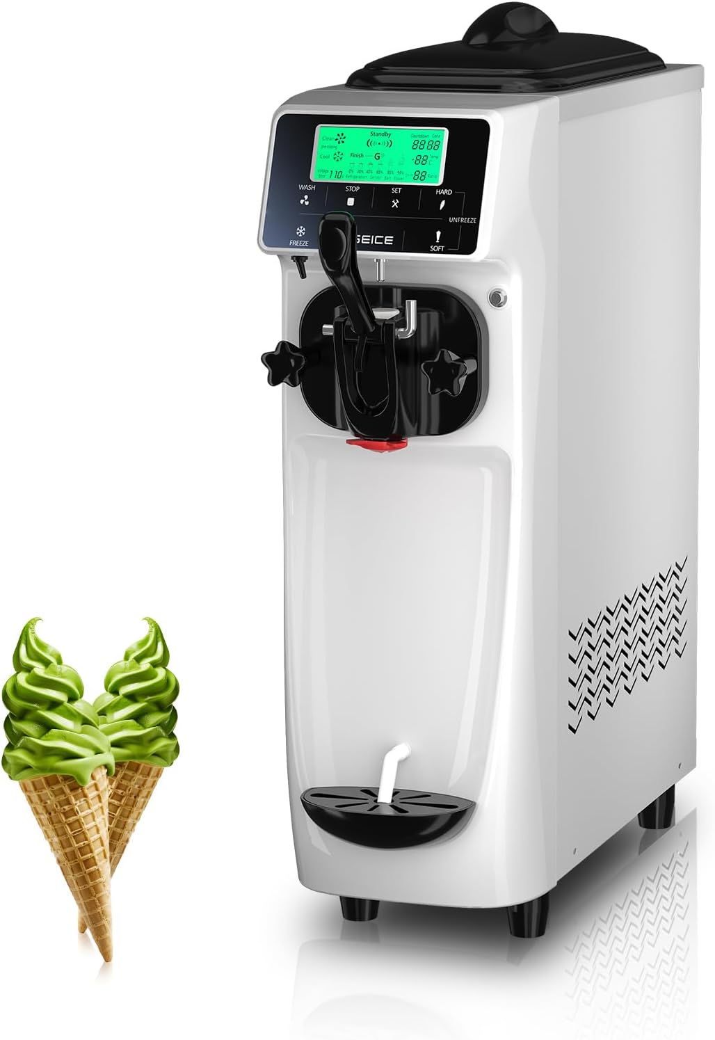 Soft Serve Ice Cream Machine 3.2 Gals Ice Cream Maker Machine Single Flavor Commercial Ice Cream Machine Countertop Soft Serve Ice Cream Maker with Pre-Cooling for Home Store School wourant