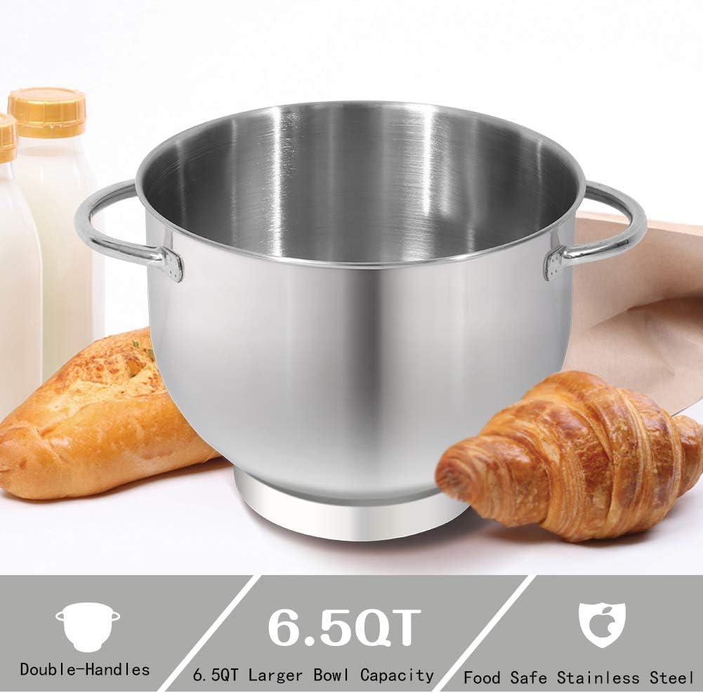 Aucma Stand Mixer,6.5-QT 660W 6-Speed Tilt-Head Food Mixer, Kitchen Electric Mixer with Dough Hook wourant