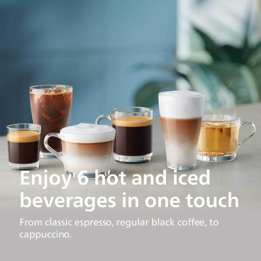 Philips Series 3300 Fully Automatic Espresso Coffee Machine - 6 Hot & Iced Drinks, LatteGo Milk System, 40% Quieter SilentBrew, Ceramic Grinder, Aquaclean Filter, Glossy Black (EP3341/50) wourant