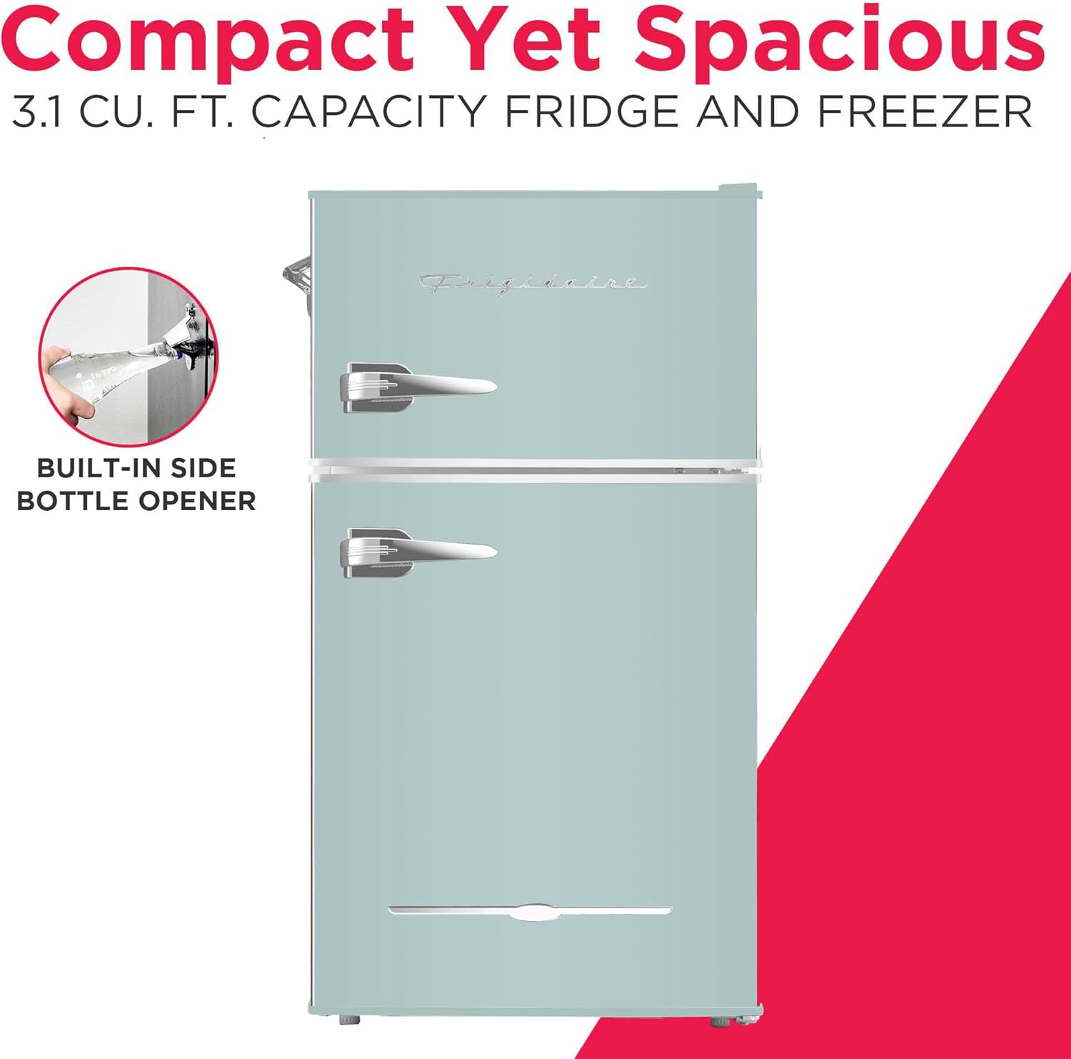 Frigidaire Retro Mini Fridge with Freezer Side Bottle Opener-Small 2 Door Refrigerator Office Bar wourant