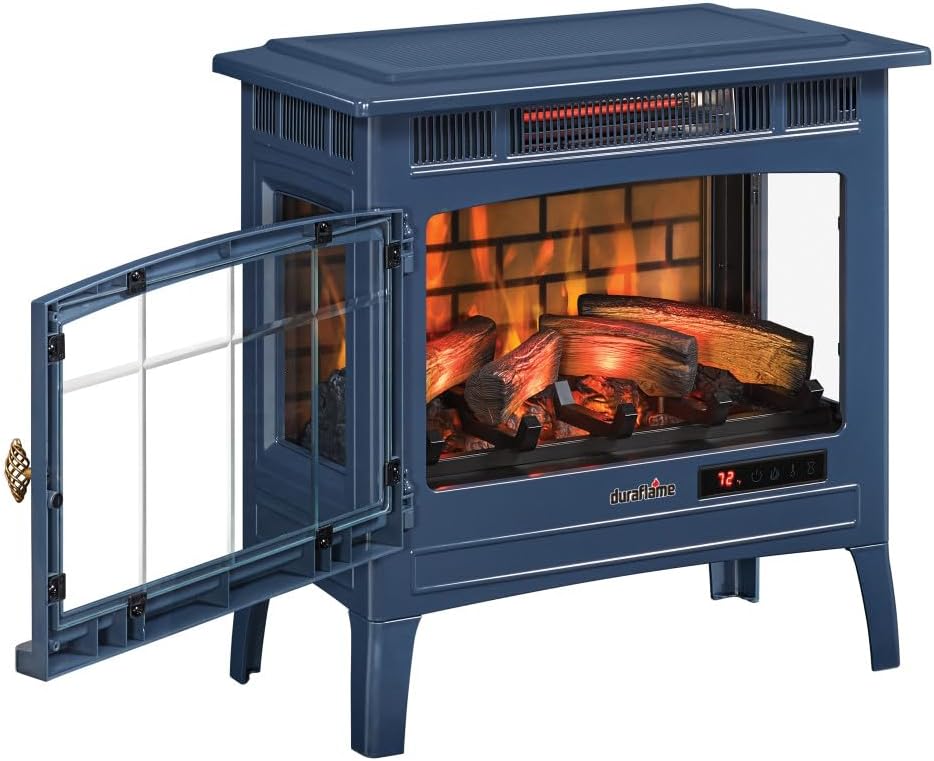 Freestanding Electric Fireplace Stove Heater with 3D Flame Effect for 1,000 Sq. Ft wourant