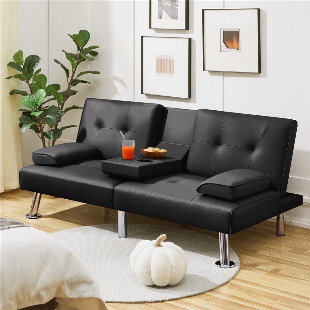 Convertible Sofa Bed Modern Imitation Leather Home Recliner Flip Double Sofa Folding Sofa Bed Guest Bed wourant
