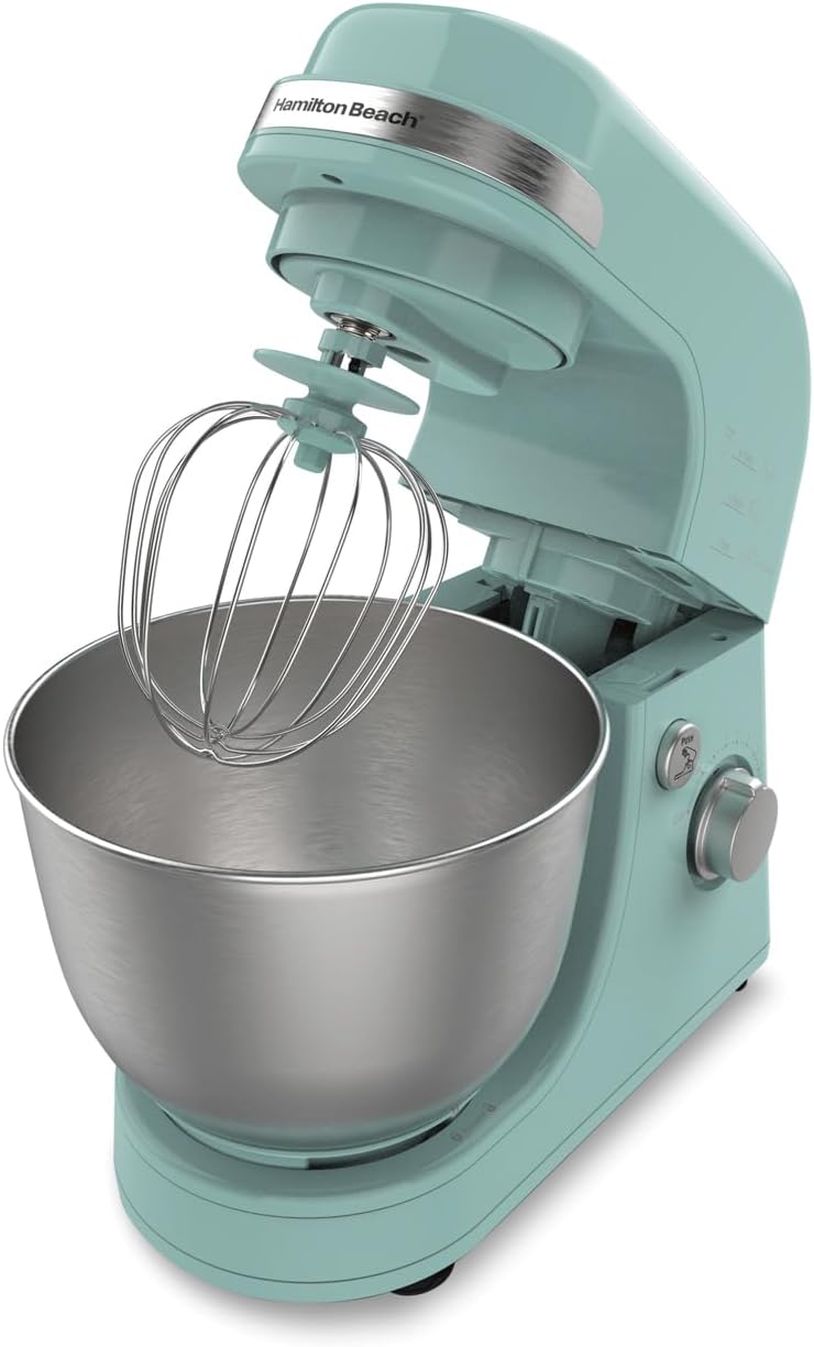 Hamilton Beach Electric Stand Mixer, 4 Quarts, Dough Hook, Flat Beater Attachments, Splash Guard 7 Speeds with Whisk, Black wourant