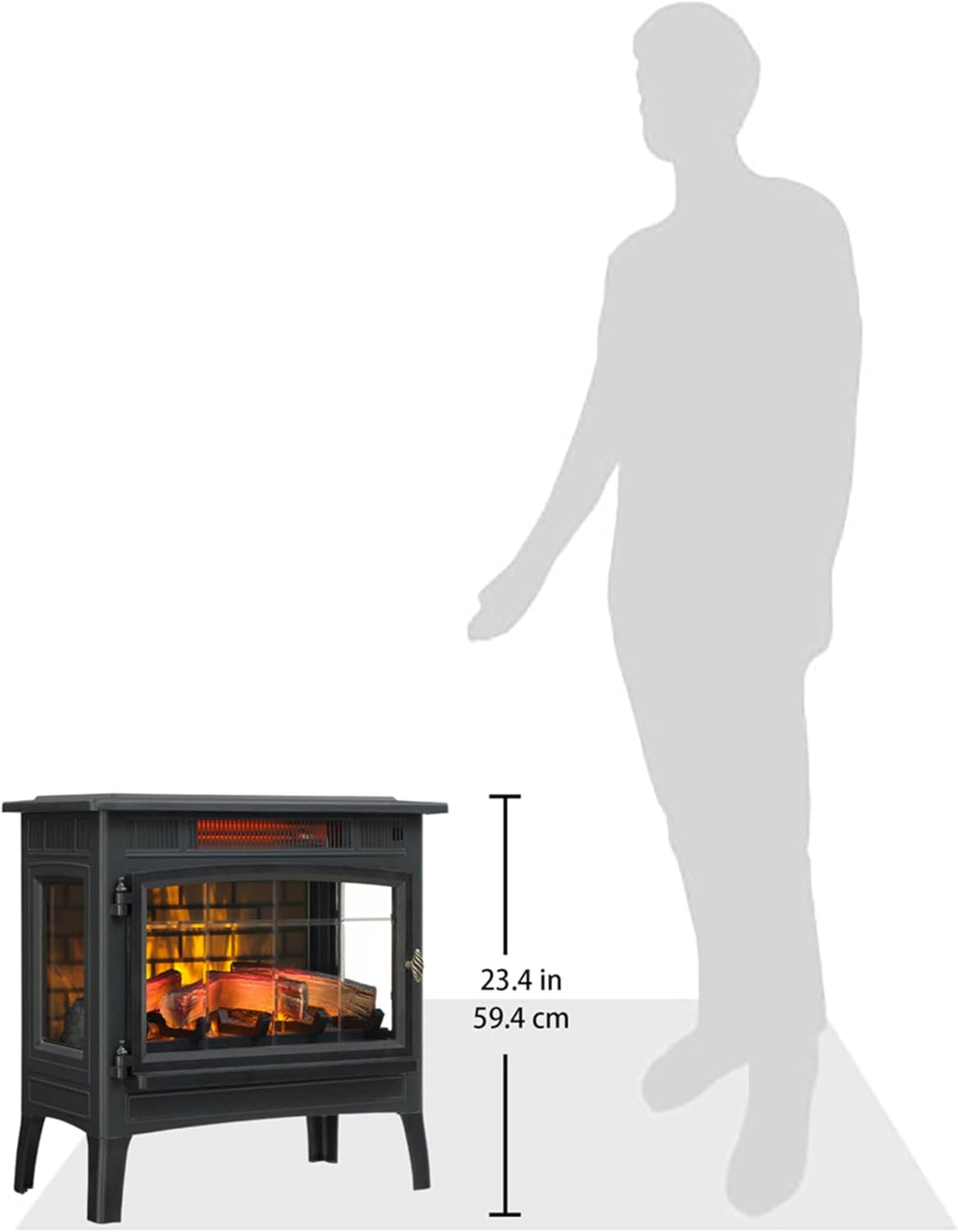 Freestanding Electric Fireplace Stove Heater with 3D Flame Effect for 1,000 Sq. Ft wourant
