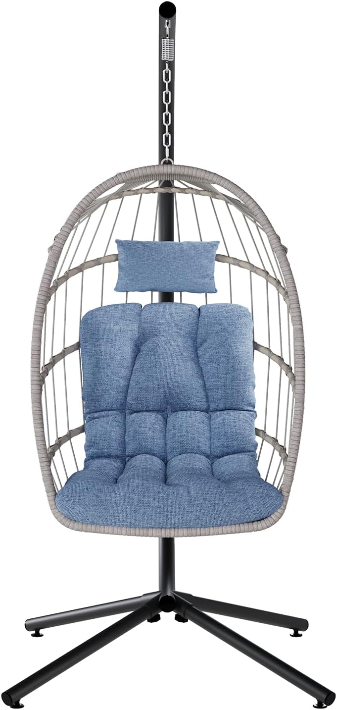 SWITTE Egg Chair Outdoor Indoor Wicker Hanging Egg Swing Chair 350lbs Capacity for Patio wourant