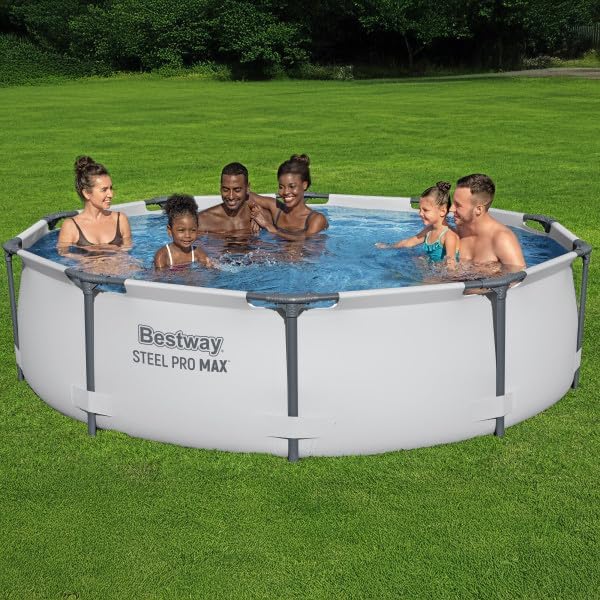 Steel Pro MAX 10 Foot x 30 Inch Round Metal Frame Above Ground Outdoor Backyard Swimming Pool Set with 330 GPH Filter Pump wourant
