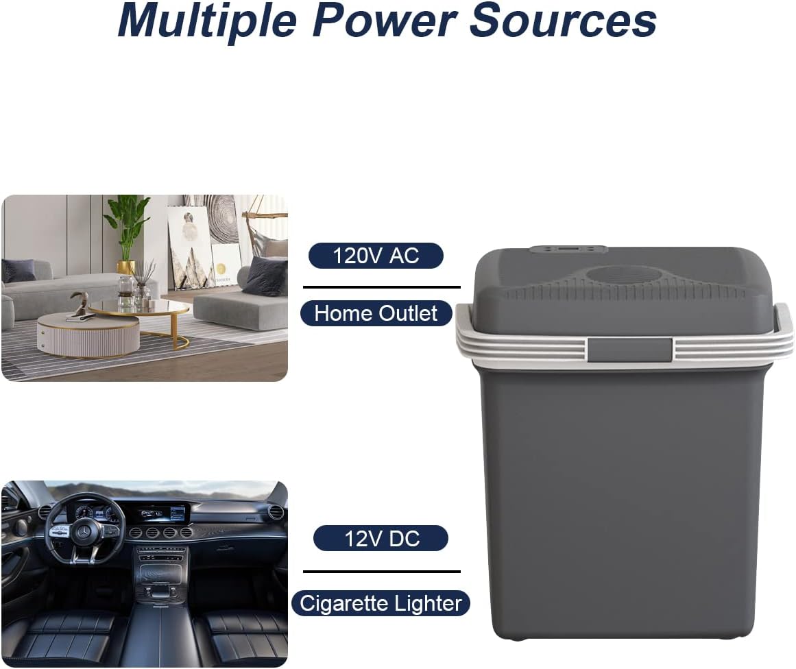 Electric Cooler & Warmer28QT/26L Portable Car Fridge Car Cooler Plug in Electric Car Coolers wourant