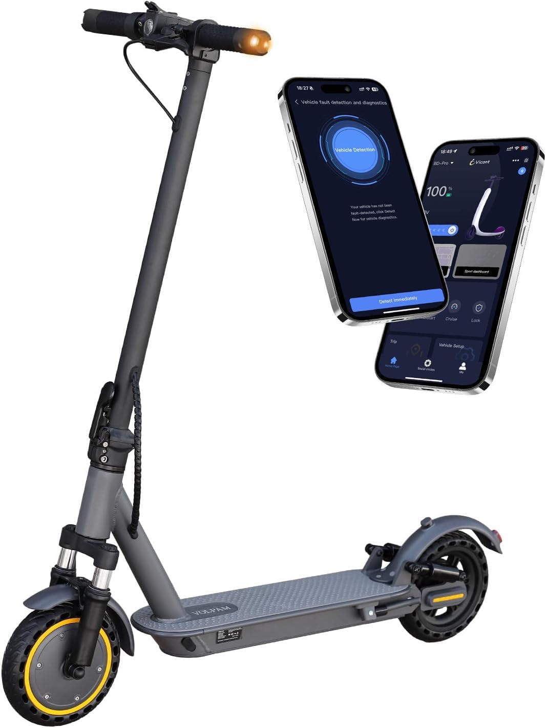 Electric Scooter, 350W/500W Powerful Motor, 8.5"/10" Solid Tires, 19/22Mph, 28/21/12 Miles Range,Dual Braking wourant