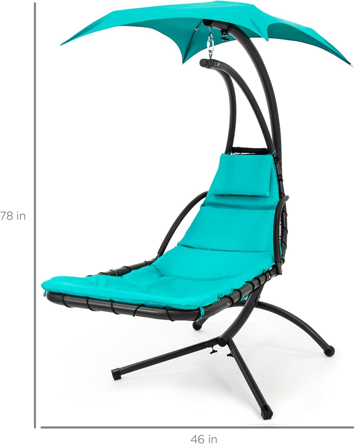 Best Choice Products Outdoor Hanging Curved Steel Chaise Lounge Chair Swing w/Built-in Pillow and Removable Canopy - Teal wourant
