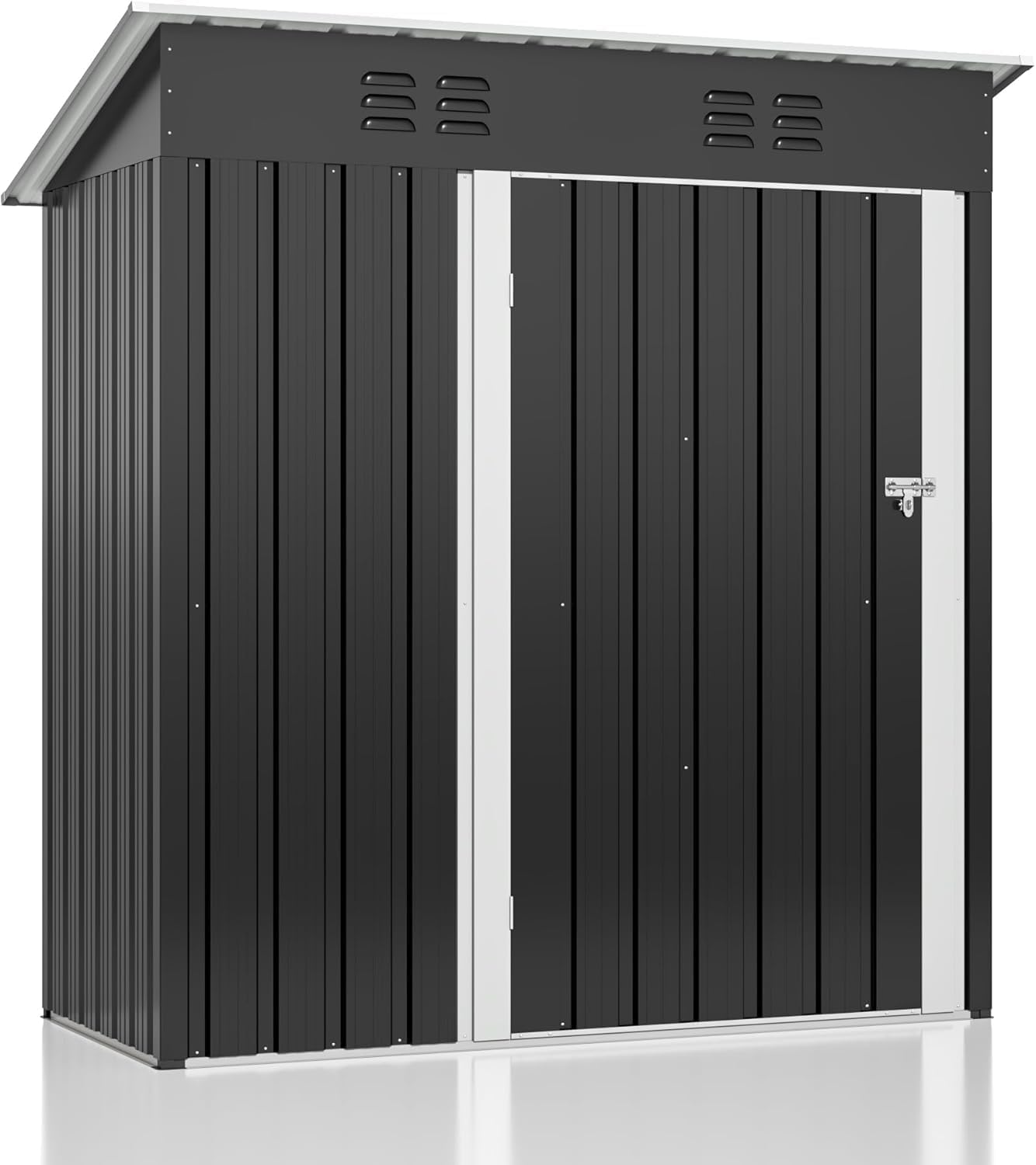 Polar Aurora 8 x 12 FT Outdoor Storage Shed, Metal Garden Shed with Updated Frame Structure, Tool Sheds for Backyard Garden Patio Lawn Black wourant