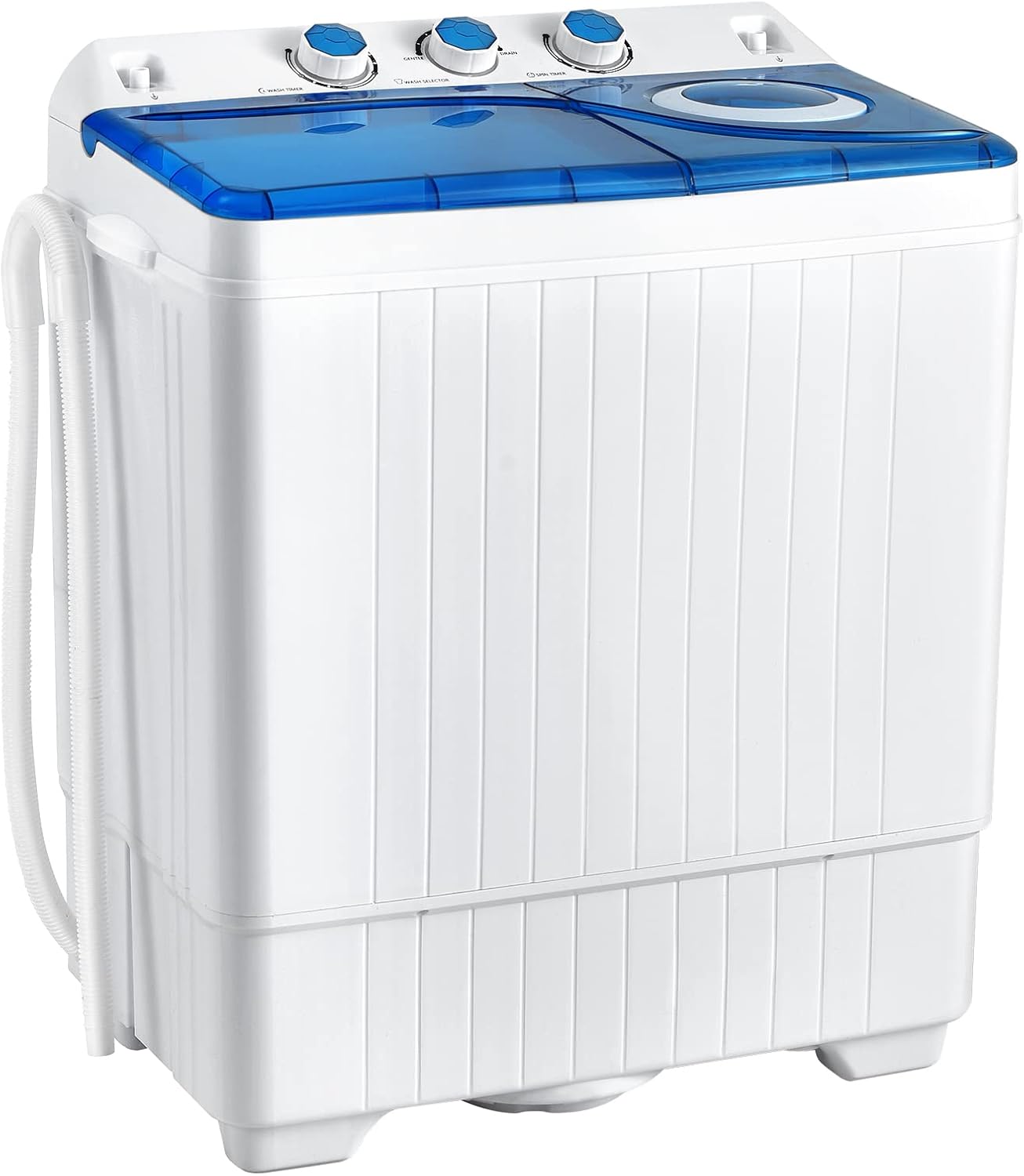 COSTWAY Double Tub 26 lb Capacity Laundry 18 lb 8 lb Spin Combo with Timer Knob Built-in Drain Pump Small Portable Washing Machine wourant