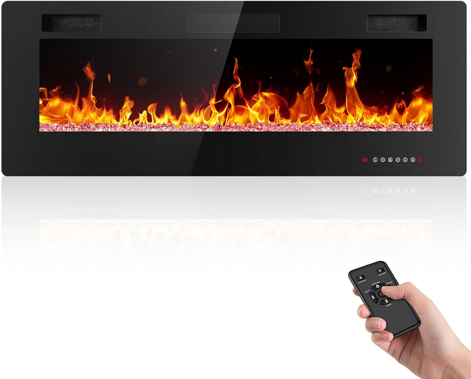 36 Inch Electric Fireplace Insert Ultra Thin Recessed Wall Mounted Fireplace Heater wourant