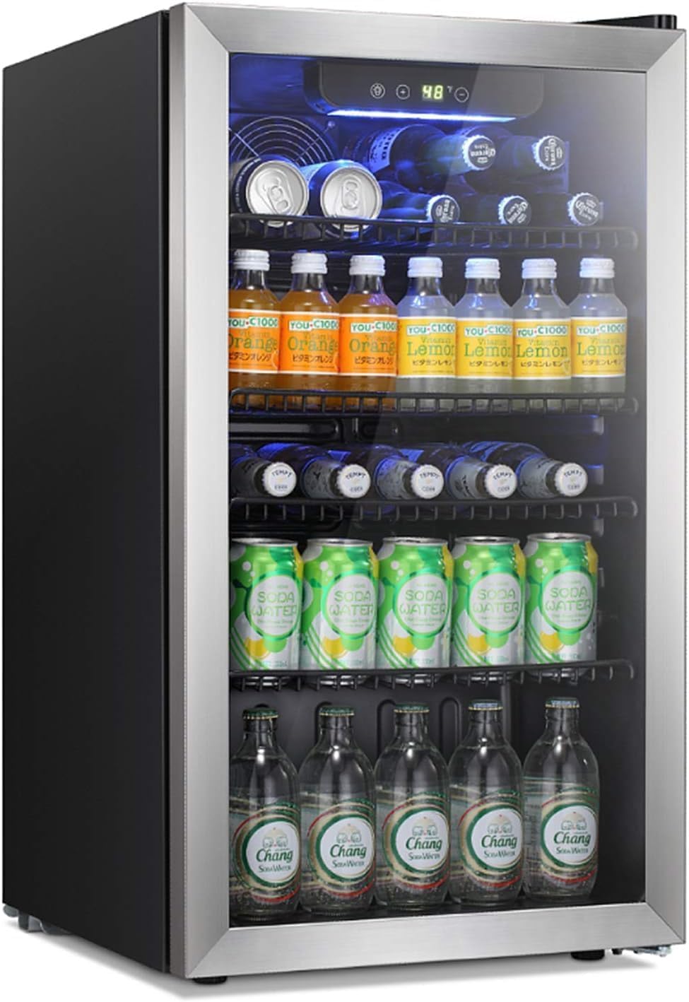 Antarctic Star Beverage Refrigerator Cooler 68 Can, Mini Fridge with Glass Door for Beer Drinks Wine,Freestanding Small Fridge with Electronic Temperature Control for Home and Bar,1.7 cu.ft wourant
