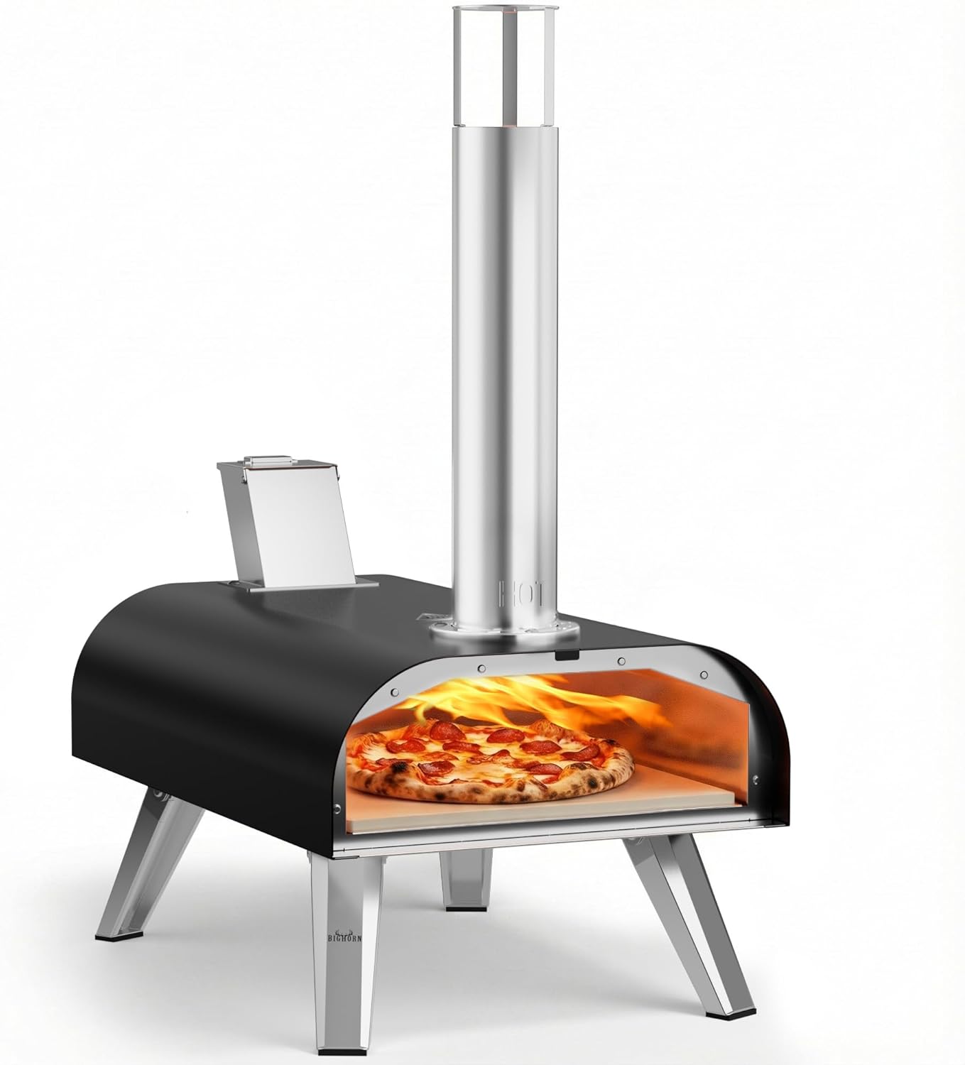 BIG HORN OUTDOORS 12" Multi-Fuel Pizza Oven, Portable Outdoor Pizza Oven, Wood Fired wourant