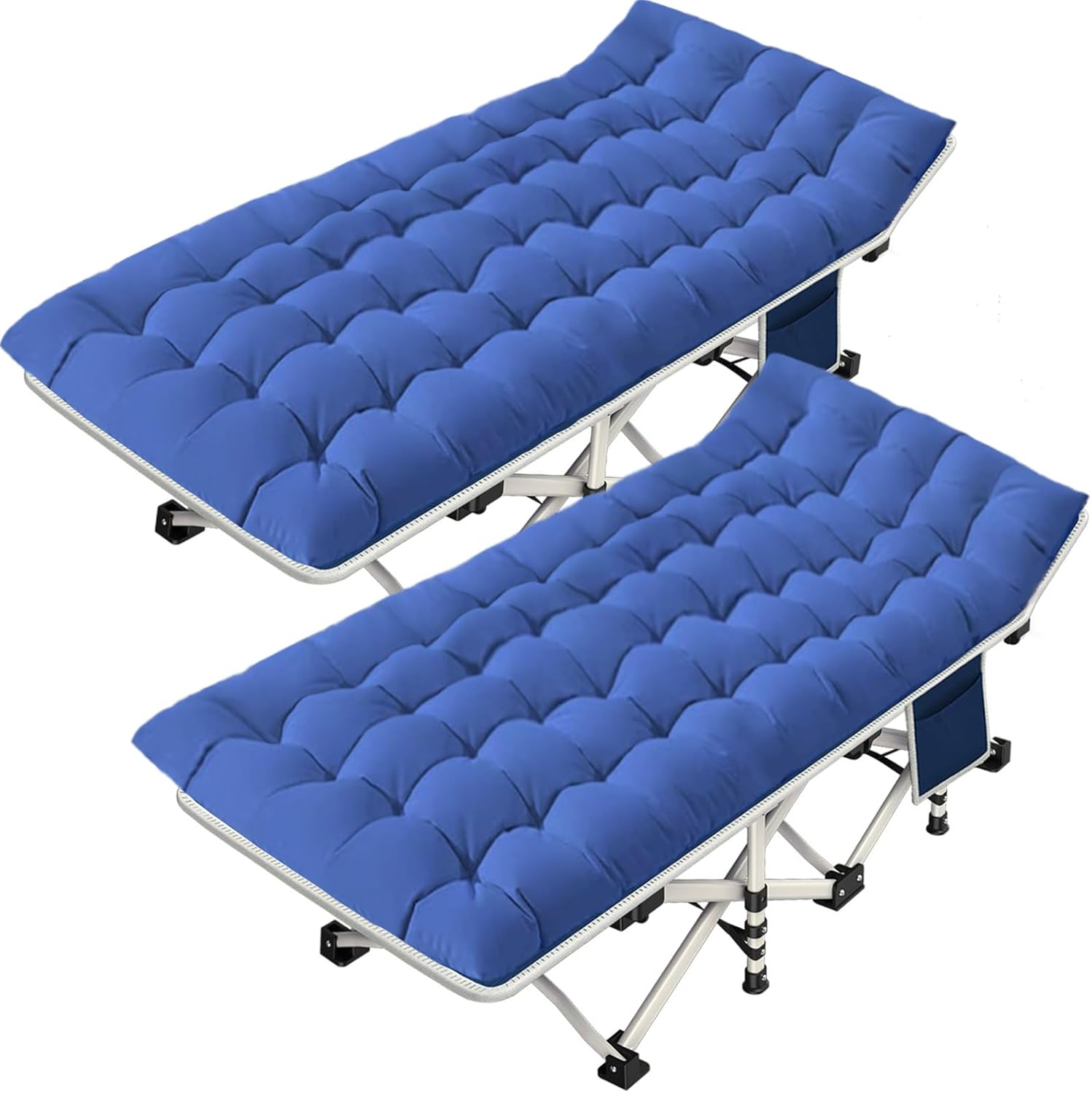 2 Pack Camping Cot with Mattress Comfortable Cot Bed Folding Cot Heavy Duty Cots for Sleeping with Carry Bag for Adults Kids Guest Bed Outdoor Indoor Home wourant