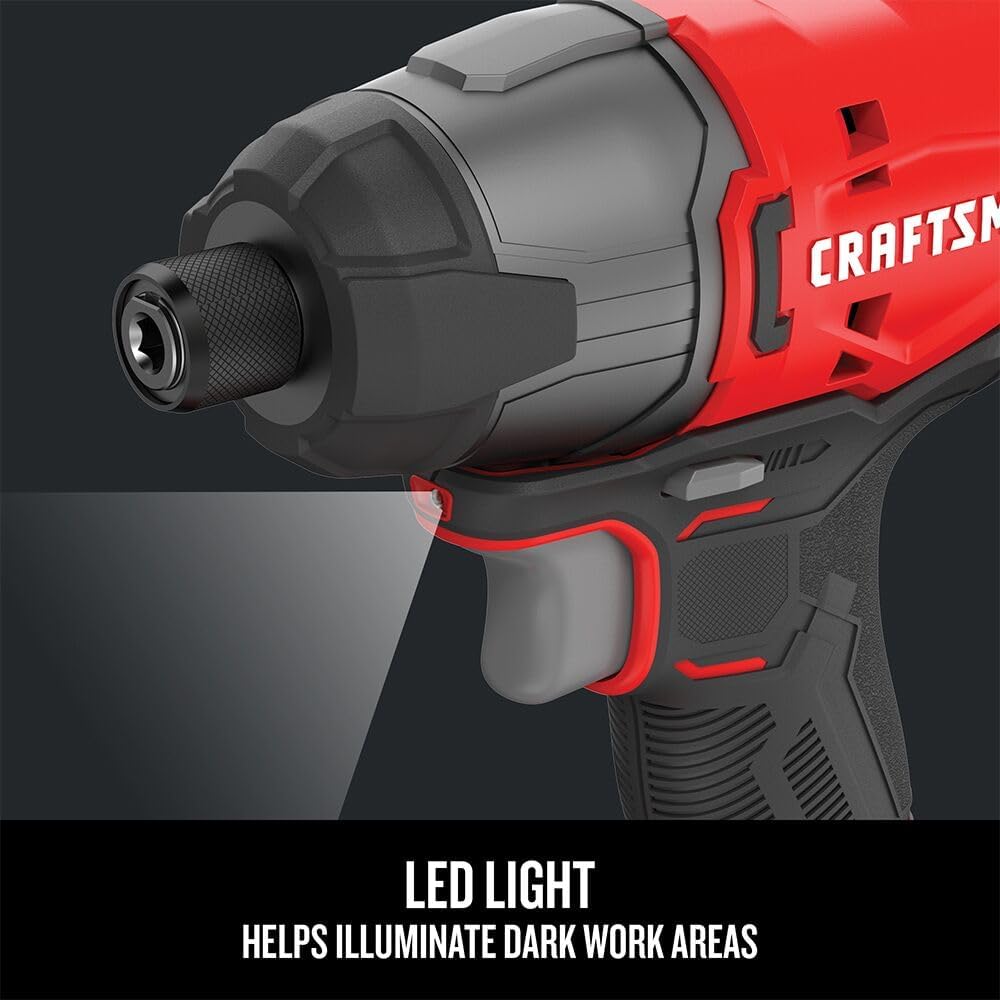 20V MAX Impact Driver Kit, 1/4 Inch, 2,800 RPM, LED Work light, Battery and Charger Included (CMCF800C1) wourant