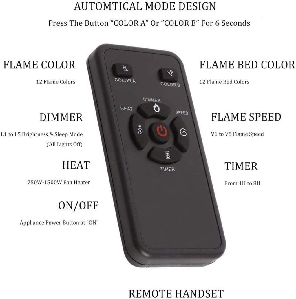 R.W.FLAME 60" Recessed and Wall Mounted Electric Fireplace, Low Noise, Fit for 2 x 6 Stud, Remote Control with Timer, Touch Screen, Adjustable Flame Color and Speed, 750-1500W wourant