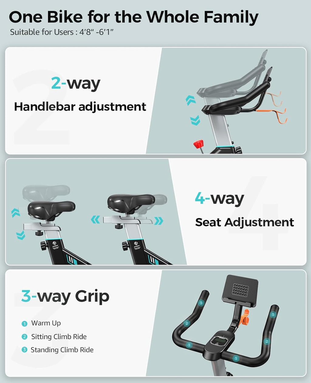 pooboo Exercise Bike, Adjustable Magnetic/Brake Pad Resistance Silent Belt Drive, Indoor Cycling Bike for Home Cardio, Fitness Stationary Bike with 350lbs/300lbs Weight Capacity &Upgraded Version Seat wourant