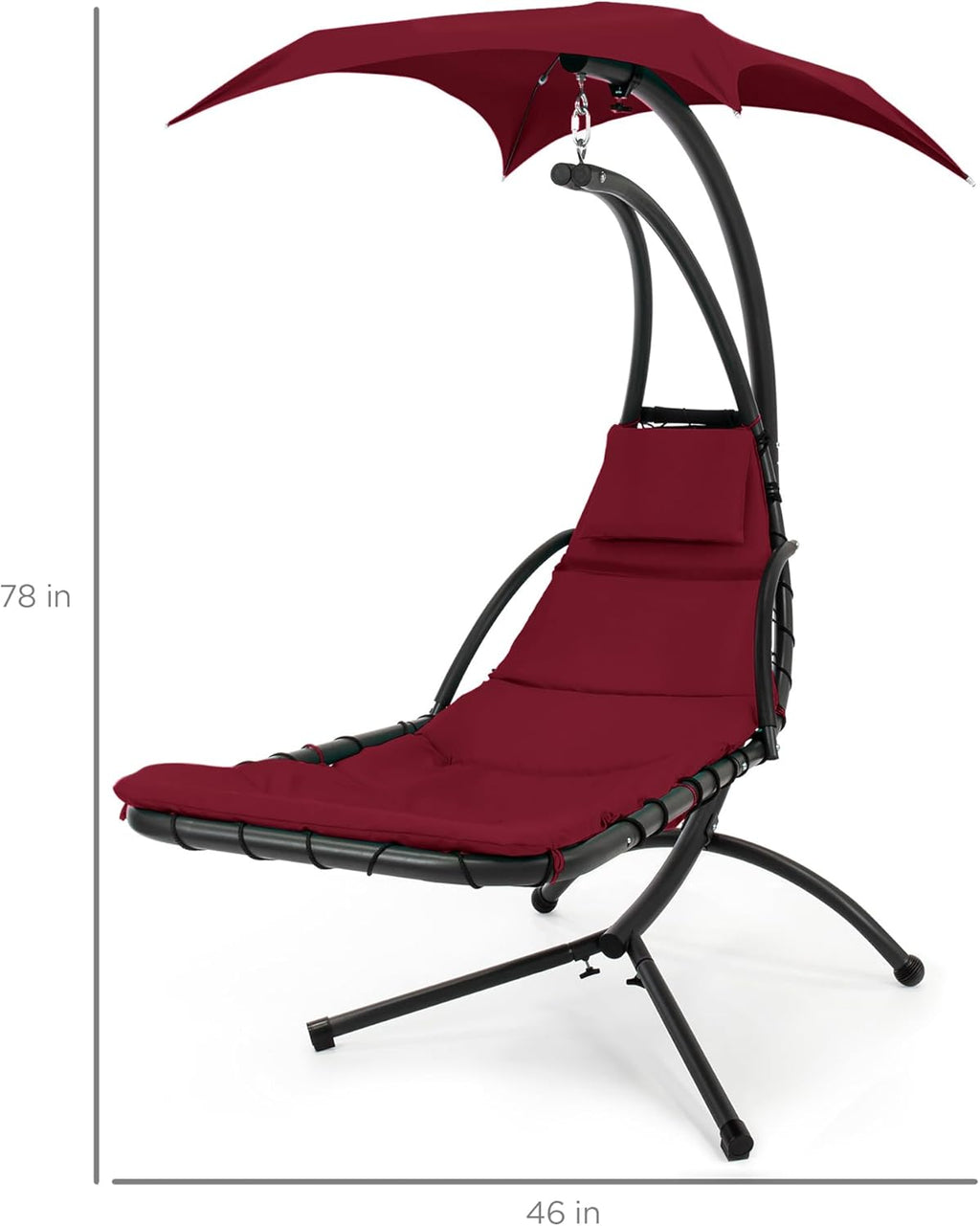 Best Choice Products Outdoor Hanging Curved Steel Chaise Lounge Chair Swing w/Built-in Pillow and Removable Canopy - Teal wourant
