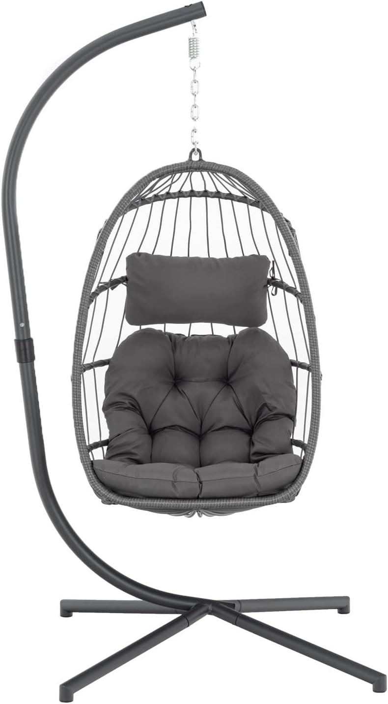 Yechen Indoor Outdoor Egg Hanging Chair Patio Wicker Swing Egg Chair Indoor Swinging Chair wourant
