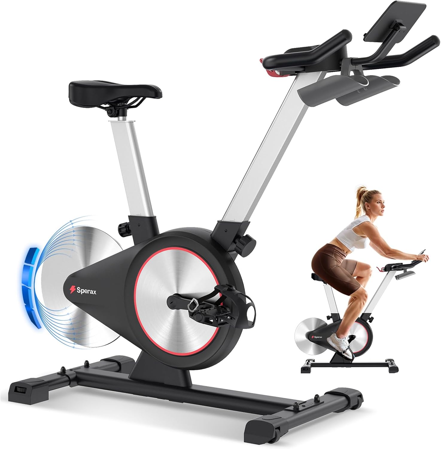 Sperax Exercise Bike, Stationary Bikes for Home, Indoor Cycling Bike, Spin Bike with Comfortable Seat, LED Display wourant