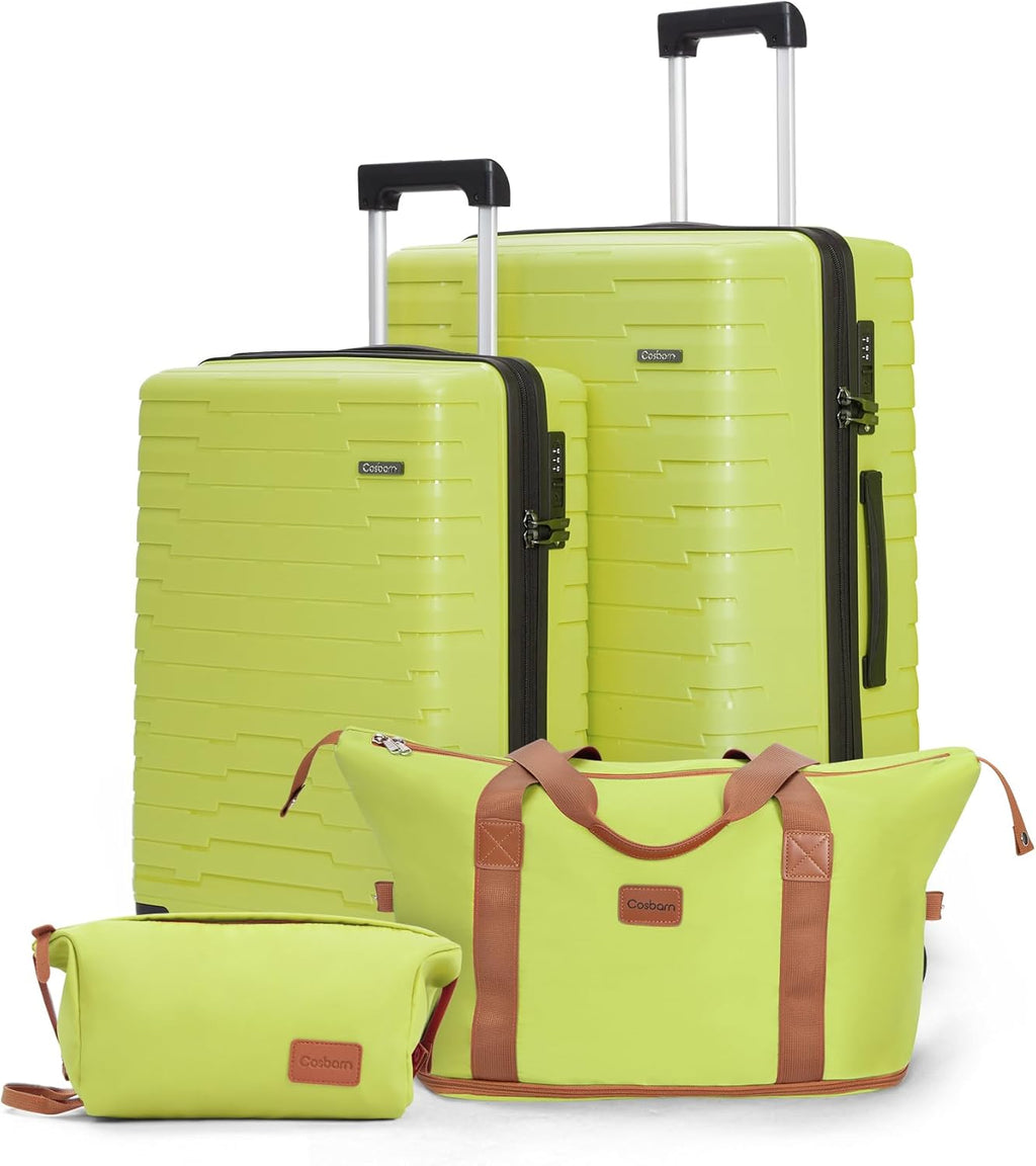 5-piece luggage set with wheels, ABS hardshell suitcase with spinner wheels wourant