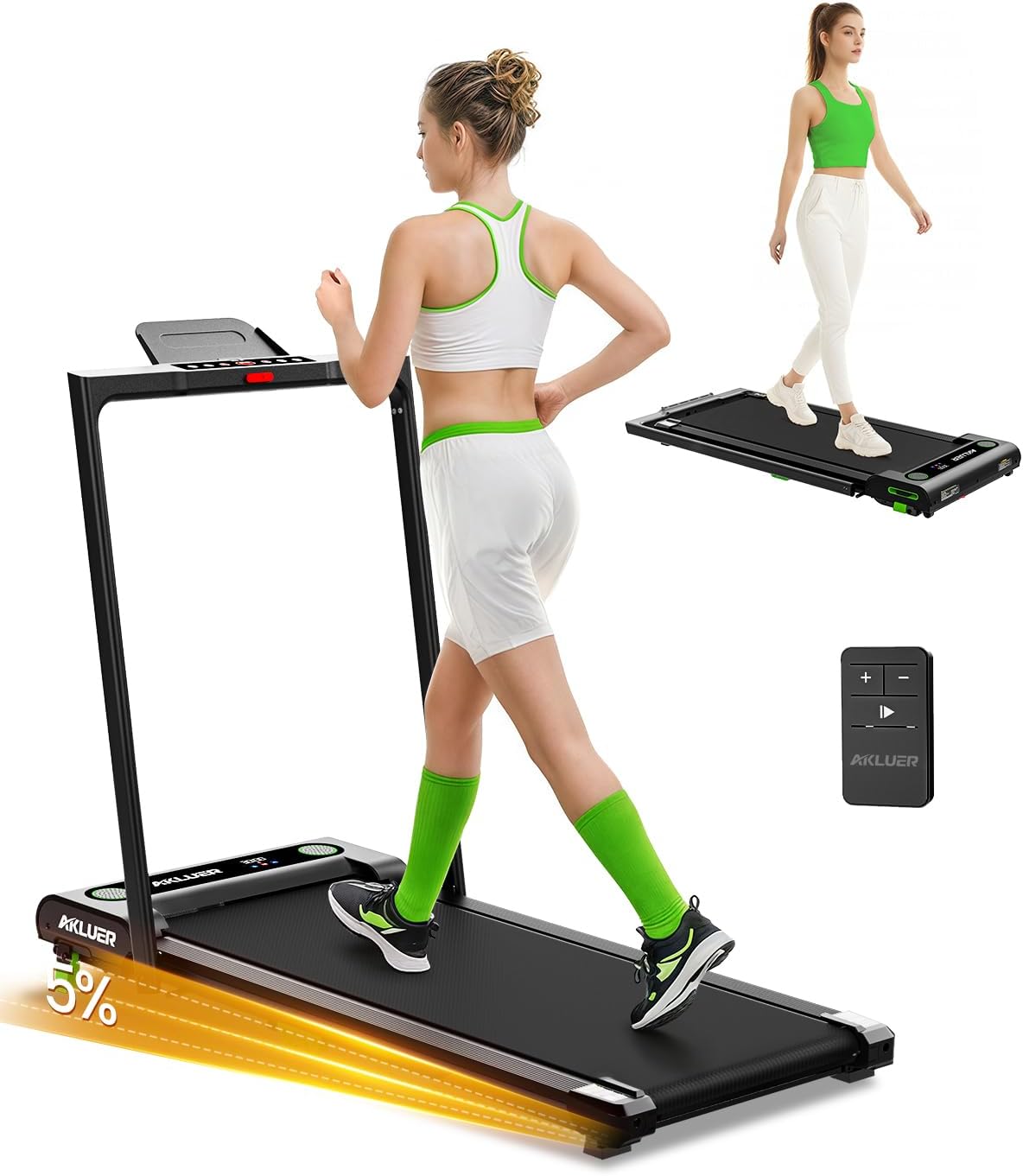 Akluer Inclined Home Treadmill 2.5 HP Small Under-Desk Treadmill with Remote Control and LED Display wourant