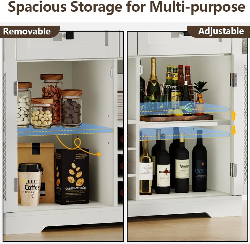 Wine Bar Cabinet with LED Light, Liquor Cabinet with Glass Holder, Coffee Bar for Liquor, Storage Buffet with Wine Racks, Wine Cabinet wourant
