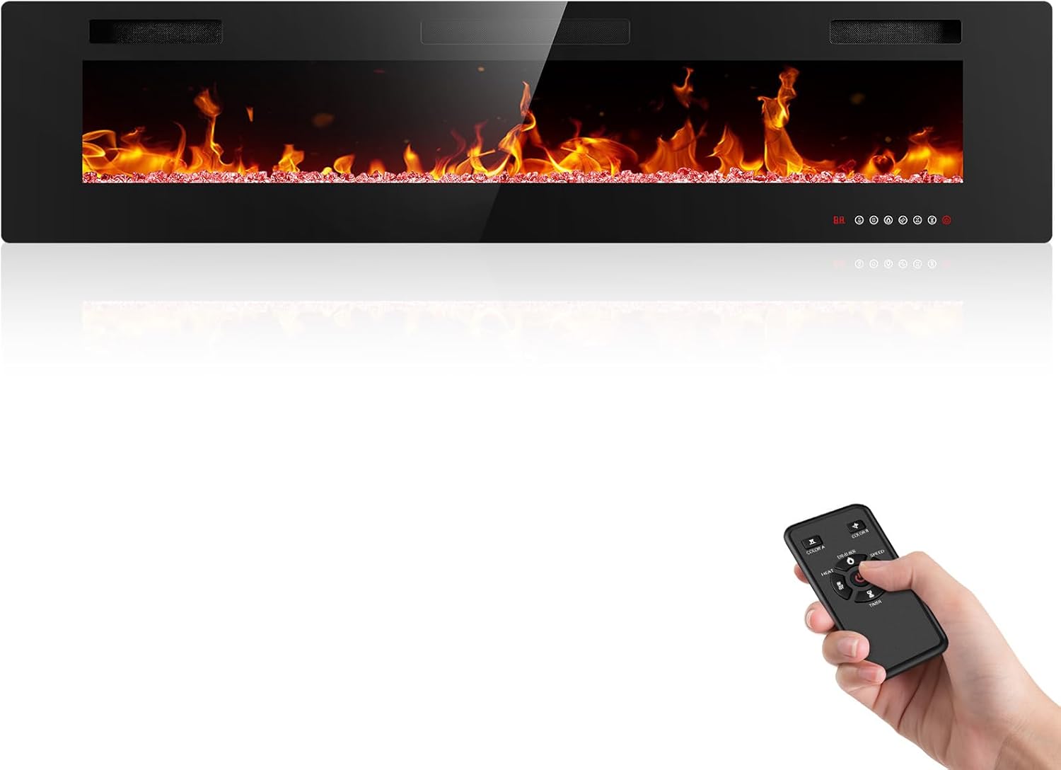 36 Inch Electric Fireplace Insert Ultra Thin Recessed Wall Mounted Fireplace Heater wourant