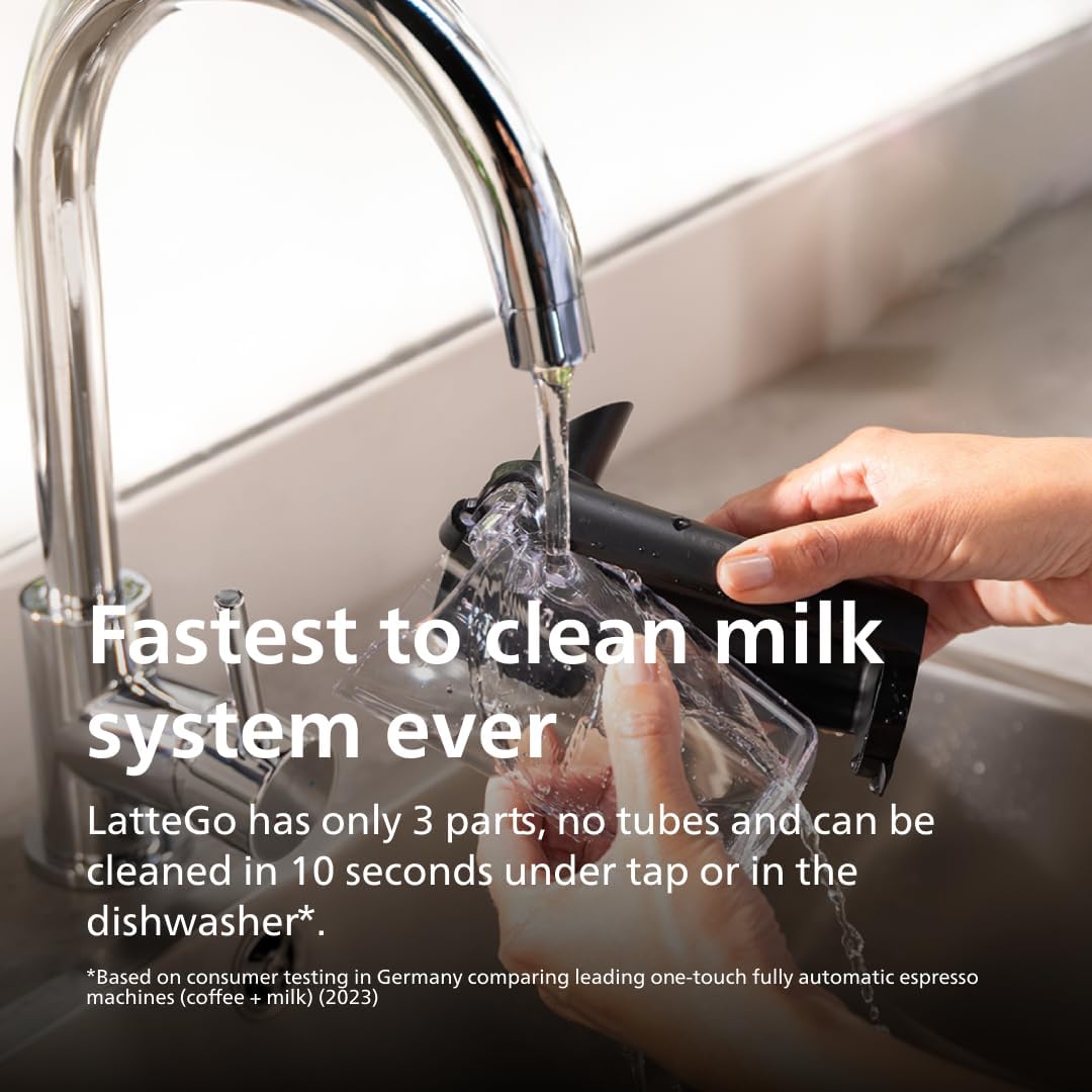 Philips 3200 Series Fully Automatic Espresso Machine, LatteGo Milk Frother, 5 Coffee Varieties, Intuitive Touch Display, 100% Ceramic Grinder, AquaClean Filter, My Coffee Choice, Black (EP3241/54) woonhhop