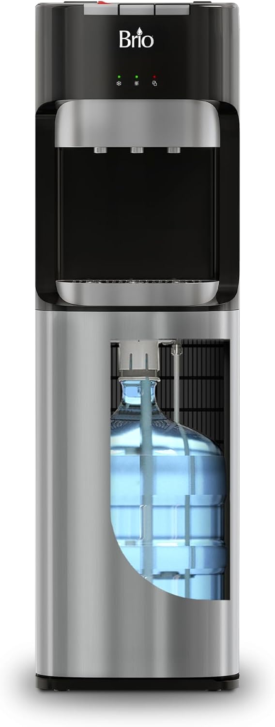 Brio Bottom Loading Water Cooler Dispenser for 5 Gallon Bottles 3 Temperatures with Hot wourant
