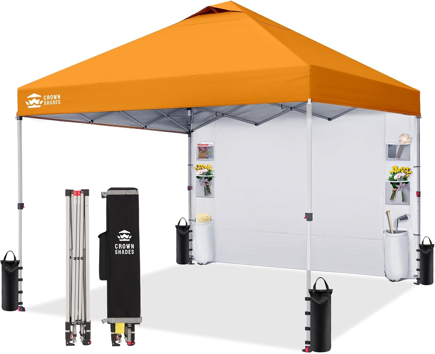 CROWN SHADES Canopy Tent 10x10 Pop Up Canopy Outdoor Shade with Pockets Sidewall, Easy Up Sun Shelter with One Person Set Up Center Lock, Portable Instant Camping Beach Canopy Tents, Purple woonhhop