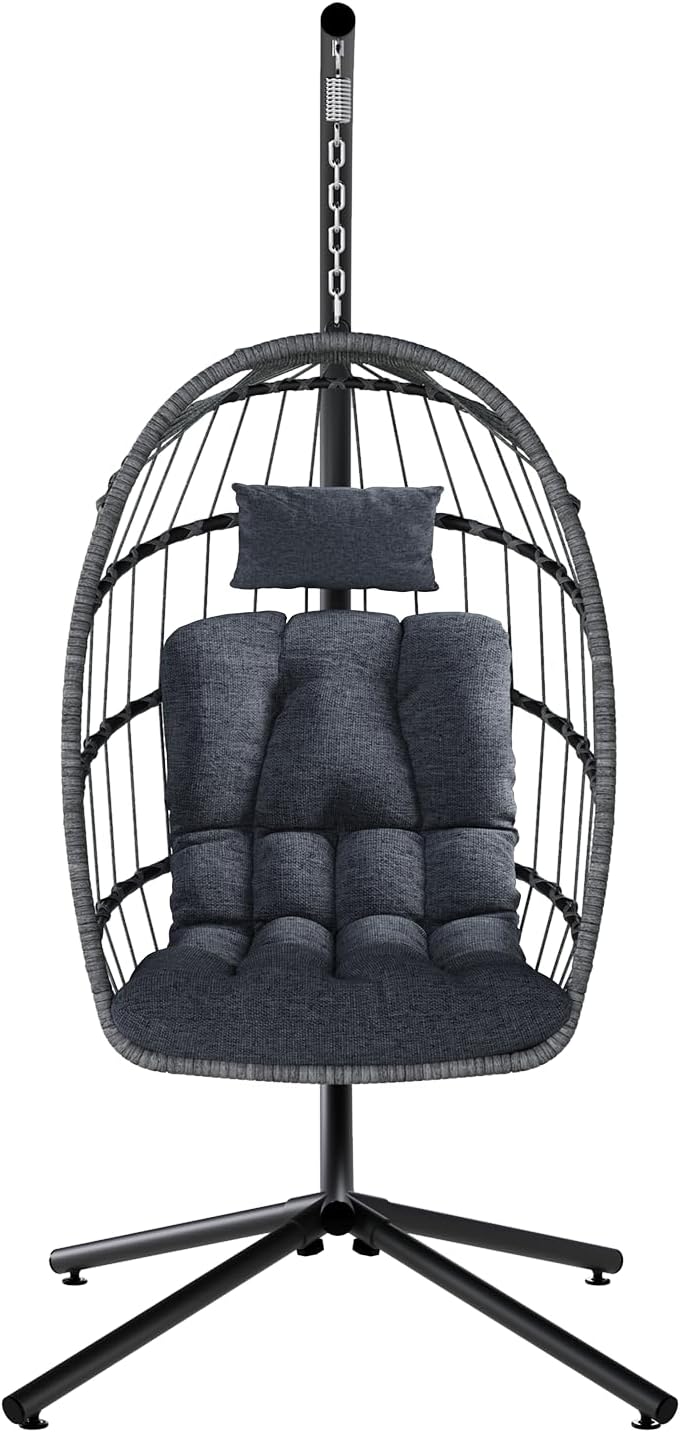 SWITTE Egg Chair Outdoor Indoor Wicker Hanging Egg Swing Chair 350lbs Capacity for Patio wourant