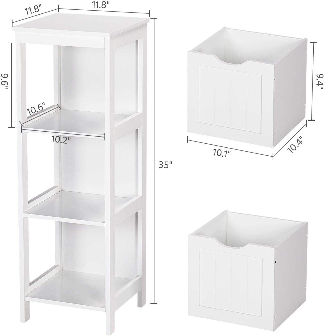 Bathroom Floor Cabinet, Wooden Storage Cabinet with 2 Drawers, Multifunctional Side Organizer Rack Stand Table wourant