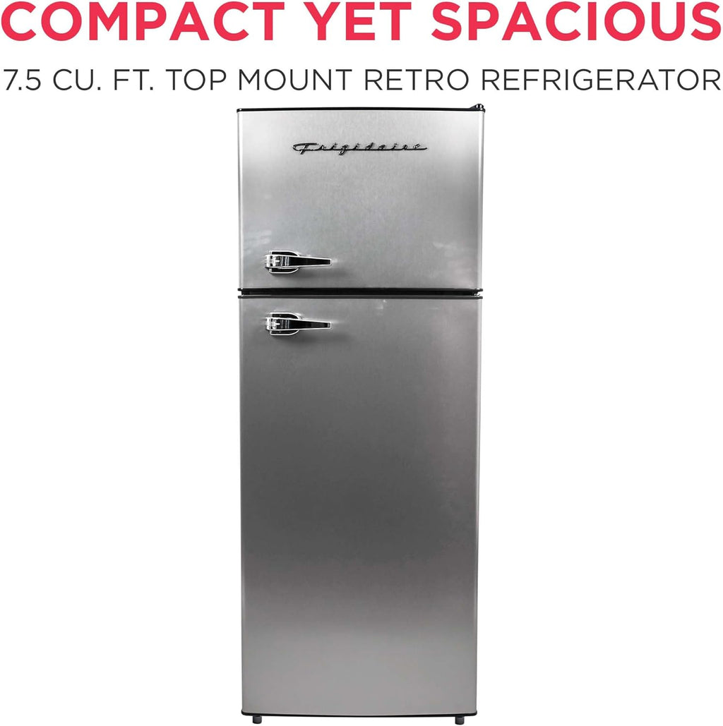 Frigidaire 2 Door Apartment Size Refrigerator Freezer Combo 7.5 cu ft Platinum Series Stainless wourant