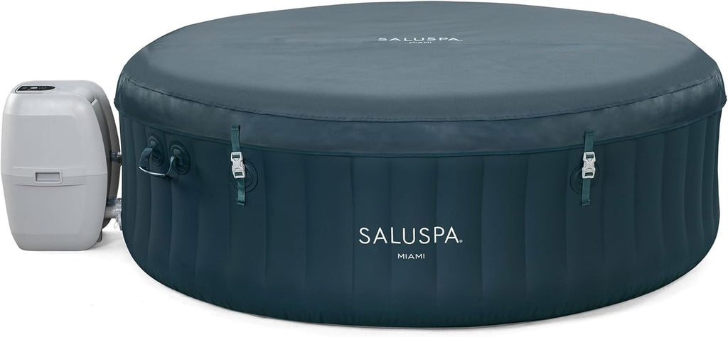 SaluSpa Aruba AirJet Large Round 2 to 3 Person Inflatable Hot Tub Portable Outdoor Spa with 110 AirJets and EnergySense Cover, Grey wourant