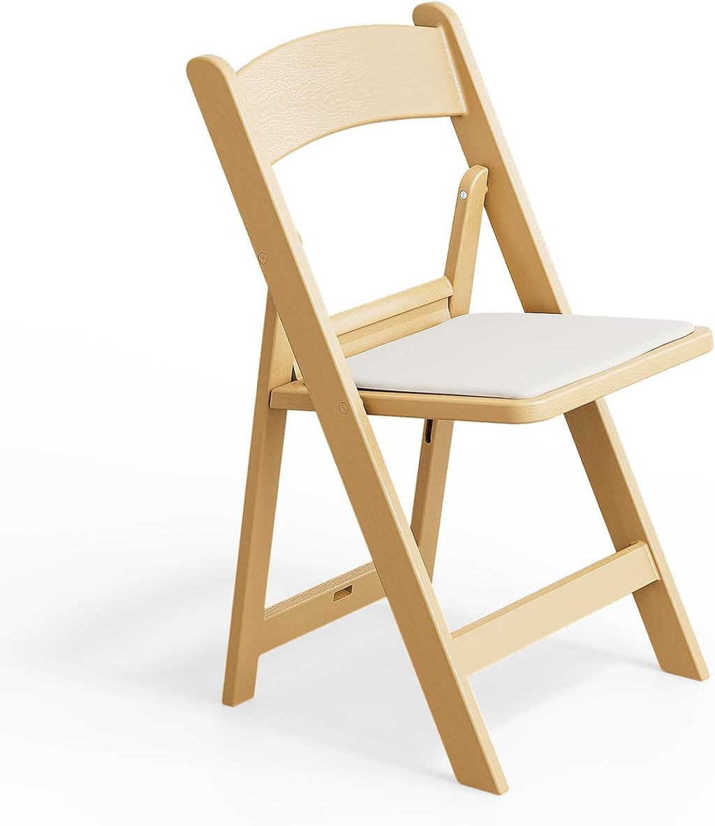 VINGLI Resin Folding Chair with Cushion Foldable Plastic Chair with Comfortable Cushioned Seat wourant